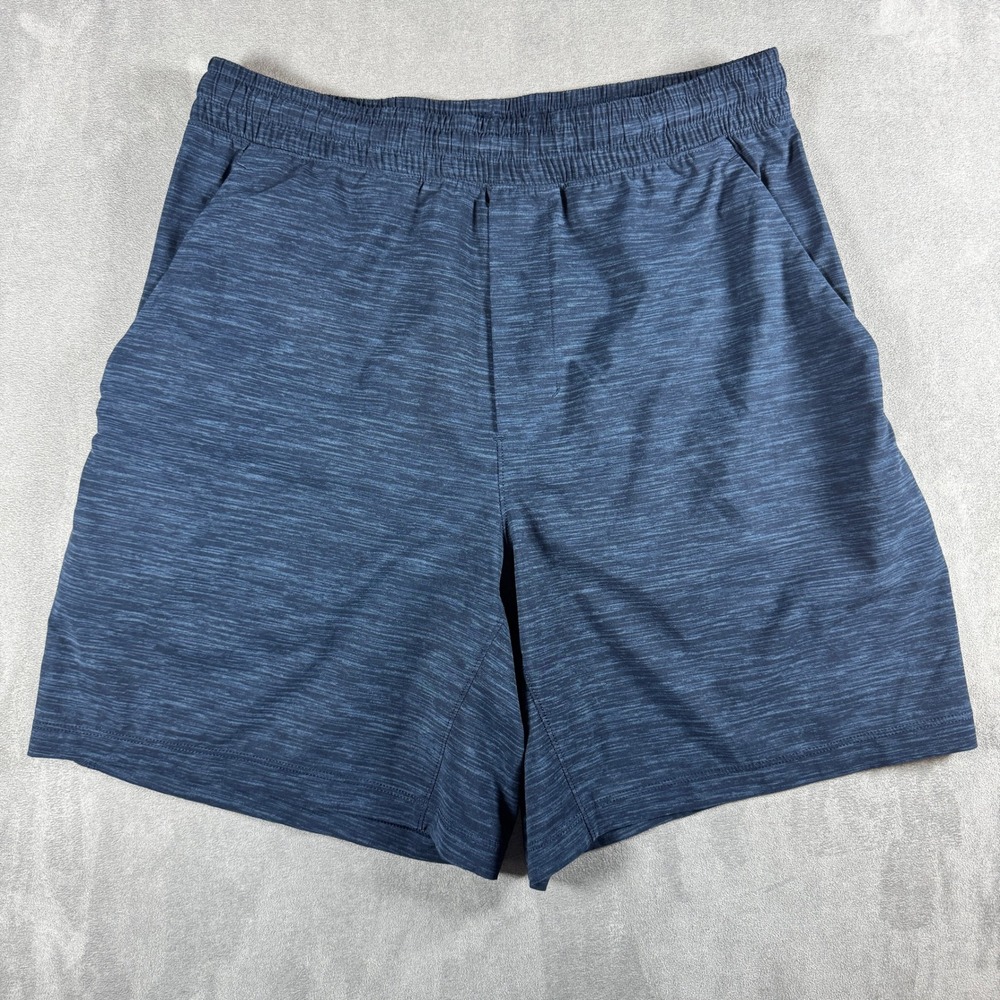 Lululemon Mens Pace Breaker Lined Shorts 7 Inch Heathered Navy Blue Size M